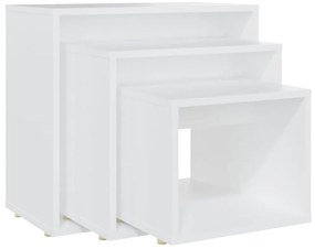 808576 vidaXL Стифиращи маси, 3 бр, бели, ПДЧ