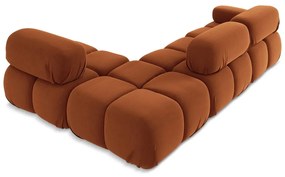 Оранжев кадифен модулен ъглов диван (десен ъгъл) Lokua – Makamii