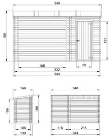 Навес за дърва със склад – 344 х 130 см – 4 м2