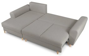 Светлосив разтегателен ъглов диван с място за съхранение от прежда с примки от букле (ляв ъгъл) Kyoto – Cosmopolitan Design