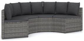 3064911 vidaXL Градински комплект с възглавници, 4 части, полиратан, сив