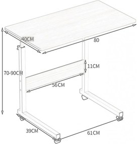 Мобилна масичка за лаптоп, таблет или книга 80 x 40 cm Кафяво