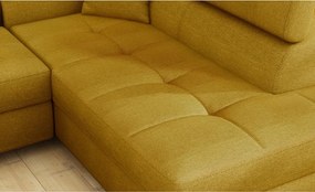 Жълт разтегателен ъглов диван с място за съхранение (десен ъгъл L форма) Anton – ELTAP