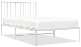 350925 vidaXL Метална рамка за легло с горна табла, бяла, 100x190 см