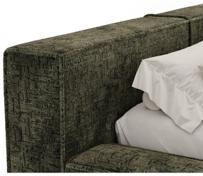 Тъмнозелено двойно легло 160x200 cm тапицирано с място за съхранение с включена подматрачна рамка Voliera – Maison de Rêve