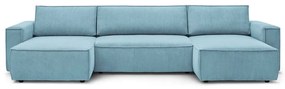 Сгъваем/с място за съхранение ъглов диван от рипсено кадифе в цвят мента (U форма) Nihad – Bobochic Paris