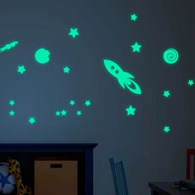 Комплект стикери за стена за деца "Ракети, звезди и планети - Ambiance