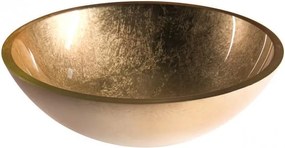 Мивка за баня ICG 042GOLD, монтаж върху плот, стъкло, злато, 42x42x14см