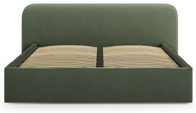 Зелено двойно тапицирано легло с място за съхранение с включена подматрачна рамка 200x200 cm Elizabeth – Micadoni