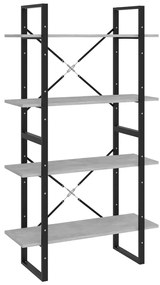 806461 vidaXL 4-етажна библиотека, бетонно сив, 80x30x140 см, инженерно дърво