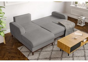 Светлосив ъглов диван от рипсено кадифе (ляв ъгъл) Beata – Ropez