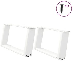 4012749 vidaXL Крака за масичка за кафе, U-образни, 2 бр., бели, 60 x (30-31) см, стомана