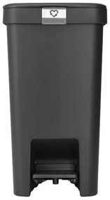 Кош за боклук с педал Brabantia StepUp 1008479, 16 л, Екологични материали, Голям отвор, Тъмносив