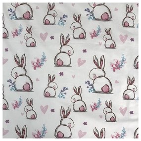 Бяло-розово памучно детско спално бельо за детско креватче 100x135 cm Bunny "Sweet" – Jerry Fabrics