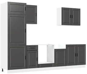 3314782 vidaXL Комплект кухненски шкафове, 7 части, "Porto", черно инженерно дърво