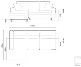 Бежов разтегателен ъглов диван с място за съхранение от прежда с примки от букле (ляв ъгъл) Kyoto – Cosmopolitan Design