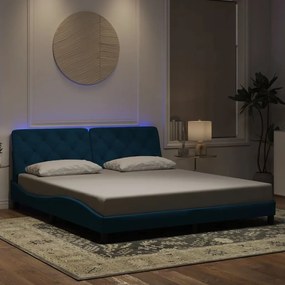 3213871 vidaXL Рамка за легло с LED осветление без матрак, синя, 180x200 см, кадифе