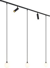 Модерна релсова система черна с 2 прожектора и 3 висящи лампи 1-фазна - Slimline Uzzy Eira