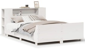 3323660 vidaXL Рамка за легло без матрак, бял, 135x190 см, бор масив