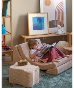 Светлокафяв детски пуф от рипсено кадифе Cloud – Wigiwama