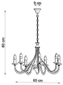 Черна висяща лампа 7 Fiorano - Sollux