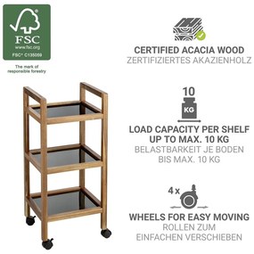 Рафт за баня от масивна акация в черен и естествен цвят 35x76,5 cm Fondi – Wenko