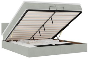 3312572 vidaXL Османска легло с матраци и LED, светлосиво, 200x200 см, кадифе