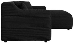Черен ъглов диван от рипсено кадифе (десен ъгъл) Martin – Ropez