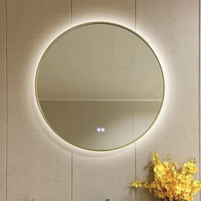 LED огледало за баня с нагревател, BRUSH LIGHT GOLD, 80см, Inter Ceramic, ICL 1855/80