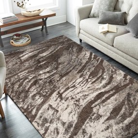 Практичен килим за хол с фин вълнообразен десен в неутрални цветове Ширина: 120 см | Дължина: 170 см