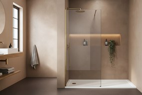 Параван за душ Rea Flexi Transparent / Brush Gold 120
