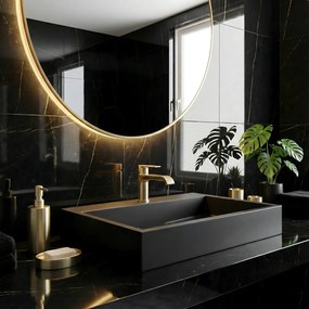 Умивалник мраморен композит Rea GOYA BLACK MAT 70CM