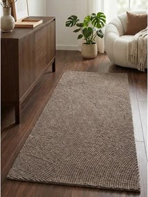 Кафяво-сива ръчно изработена вълнена пътека 80x300 cm Calmio – Hanse Home
