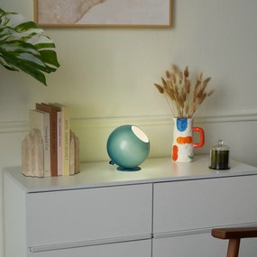 Ретро настолна лампа синя със стъкло - Mabel