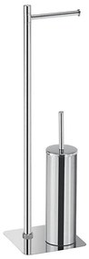 Gedy - Стояща четка за тоалетна с държач за тоалетна хартия FLORI, лъскав хром