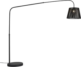 Japandi външна подова лампа черна с абажур от въже IP44 - Arc Jayla