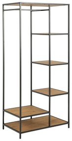 Черен/естествен отворен гардероб от декор от дъб 77x165 cm Seaford – Actona