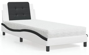 3208844 vidaXL Рамка за легло без матрак Zadar, бяло и черно, 90x200 см, изкуствена кожа