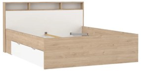 Двойно легло от дъбов декор с място за съхранение без ламелно дъно в естествен цвят 160x200 cm Ikast – Tvilum