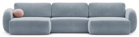 Сиво-син кадифен сгъваем/с място за съхранение ъглов диван (U форма) Tonale – Cosmopolitan Design