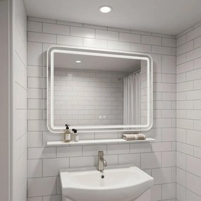 LED стенен огледало с рафт 80x60 см L-8060