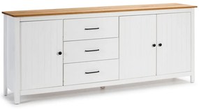 Бял нисък скрин от масивен бор 190x80 cm Miranda – Marckeric