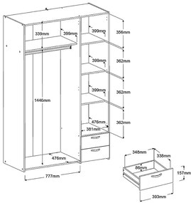 Гардероб Dorm 3-врати с огледало-Fusiko