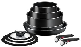 Комплект алуминиеви съдове за готвене 10 бр. Ingenio Easy Cook & Clean Black - Tefal