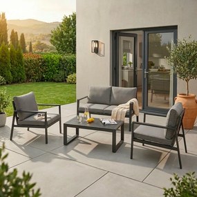 Антрацитен алуминиев градински комплект за отдих за 4 Hilde – Bizzotto
