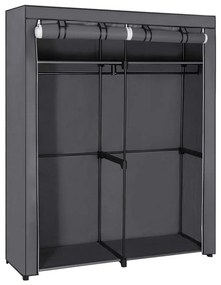 Платнен гардероб за съхранение с рафтове и лост за дрехи MATIS 140x174 cm сив