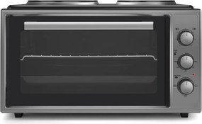 Разопакован: Малка готварска печка Foreti EO 3620 G, 36 л, 3000 W, Два котлона, Термостат, Емайл, Сив