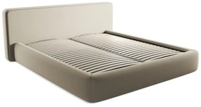 Бежово двойно тапицирано легло с място за съхранение и включена подматрачна рамка 180x200 cm Kiana – Makamii