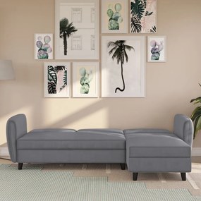 Сив кадифен сгъваем ъглов диван Perry – Støraa