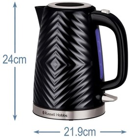 Електрическа кана Russell Hobbs 26380-70, 2400 W, 1.7 л, Бързо завиране, 3D Дизайн, Чучур без подливане, Черен